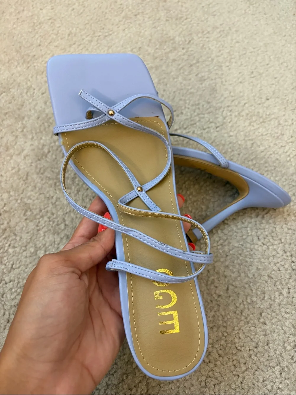 EGO Pastel Lilac Strappy Square-Toe Heels